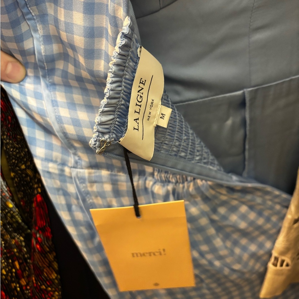 La Ligne Light Blue Gingham Maxi Dress - Picture 11 of 11